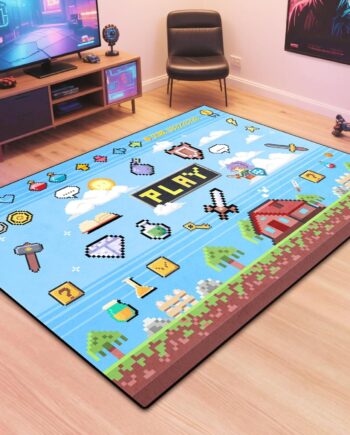 Alfombra de juego de bloques para adolescentes y niños, tapete decorativo de escena de juegos de píxeles, alfombra de juego lavable para dormitorio de niños, sala de estar, sala de juegos, alfombra
