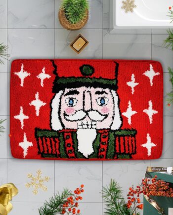 Alfombra de Navidad de cascanueces roja, alfombra de baño decorativa de Navidad, tapete de baño de invierno, tapete de baño de 17 x 27 pulgadas para bañera, hogar, sala de estar