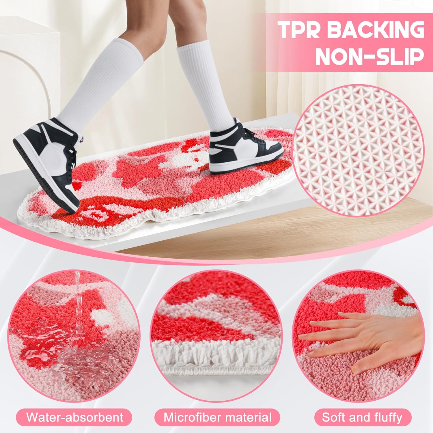 Bape - Alfombra para decoración de habitación Hypebeast de 28 x 20 pulgadas, color rosa camuflaje para decoración de habitación del año 2000, alfombras suaves y esponjosas antideslizantes para una