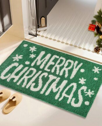 Alfombras verdes de decoración de baño, bonitas alfombras de baño navideñas para baño, antideslizantes, suaves y absorbentes, divertidas, lavables, de secado rápido, 24 x 16 pulgadas