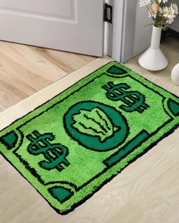 Bonita alfombra de dinero de 3 x 2 pulgadas, antideslizante, lavable a máquina, con dibujos animados para dormitorio, baño, sala de estar, puerta delantera, sala de juegos (35.5 x 23.6