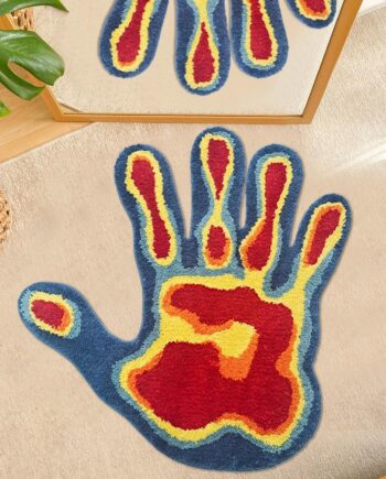 Alfombra con forma de mano, divertida alfombra estética para dormitorio, bonita alfombra de baño abstracta de dibujos animados, extra suave, copetuda, de secado rápido, antideslizante, para