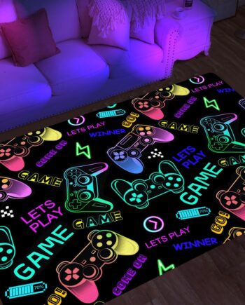 Alfombras de área de juegos para niños, alfombras geniales para jugadores, adolescentes, alfombras grandes de videojuegos para dormitorio, consola de juegos, alfombras decorativas para sala de juegos,