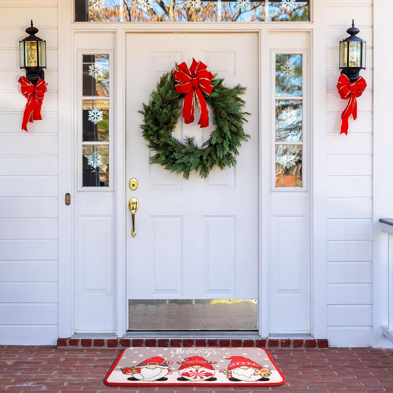 4 tapetes de gnomo de Navidad, tapetes de Navidad para decoración del hogar, cocina, camión, bola de Navidad, diseño para interiores y exteriores, bienvenida, invierno, divertida,