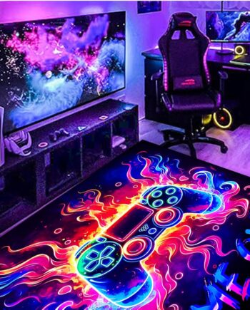 Manicer Alfombra de área de juegos neón con luz negra, reactiva a los rayos UV, antideslizante, tapete de franela fluorescente, tapete de juego que brilla en la oscuridad para dormitorio, sala de juegos, 19.7 x 31.5 pulgadas