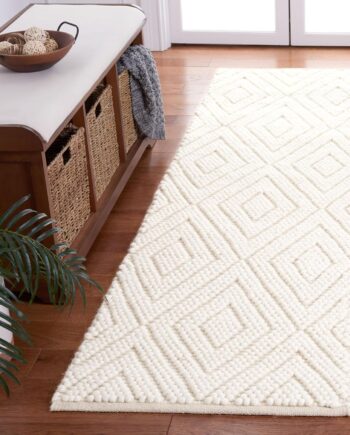 SAFAVIEH Natura Collection - Alfombra de pasillo, 2 pies 3 pulgadas x 8 pies, marfil, hecha a mano de lana marroquí bohemia, ideal para zonas de alto tráfico en sala de estar y dormitorio (NAT224A)