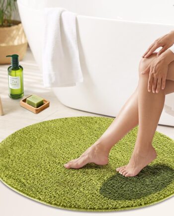 Alfombra verde oliva, bonita alfombra decorativa para decoración de habitación fresca, alfombra de cocina verde suave, pelo de felpa antifatiga para baño, sala de estar, dormitorio o entrada, 32 x