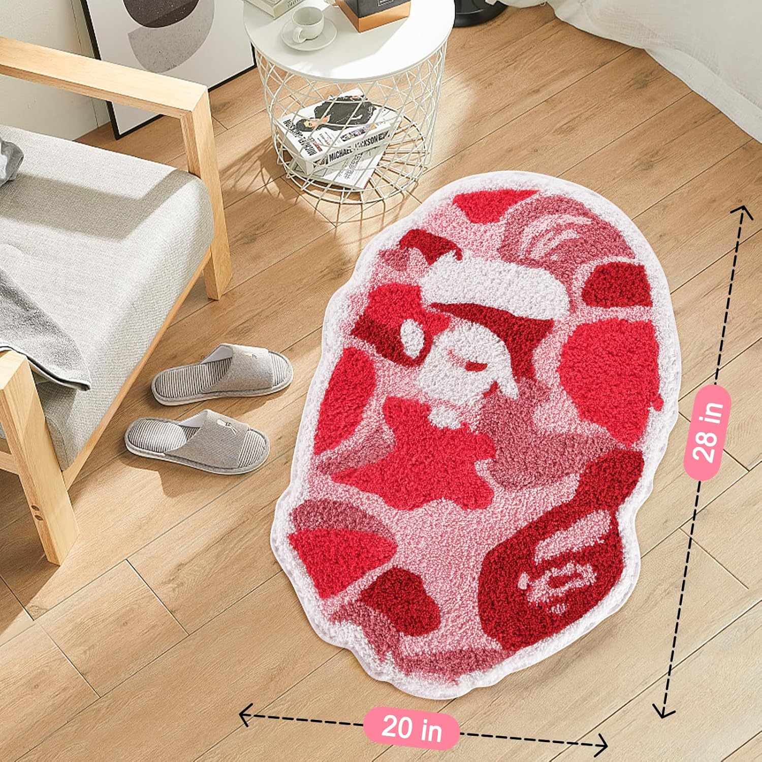 Bape - Alfombra para decoración de habitación Hypebeast de 28 x 20 pulgadas, color rosa camuflaje para decoración de habitación del año 2000, alfombras suaves y esponjosas antideslizantes para una