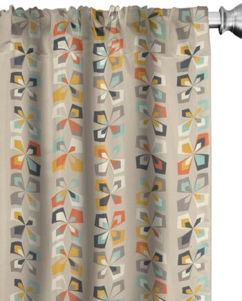 Lunarable Cortinas geométricas para ventana, patrón moderno de mediados de siglo de coloridas formas y formas retro, decoración ligera, juego de 2 paneles con bolsillo para barra, par de 28 x 63
