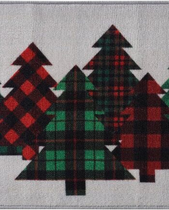 VCNY Home - Alfombra de dispersión, resistente a las manchas y al agua, decoración del hogar impresa para vacaciones (colección de árboles de Navidad a cuadros, 20 x 30 pulgadas)