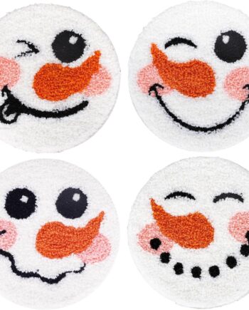 Whaline 4 posavasos copetudos de Navidad, muñecos de nieve, Navidad, invierno, vacaciones, tapete para bebidas, automóvil, cocina, escritorio, accesorios para el hogar, decoración de Navidad