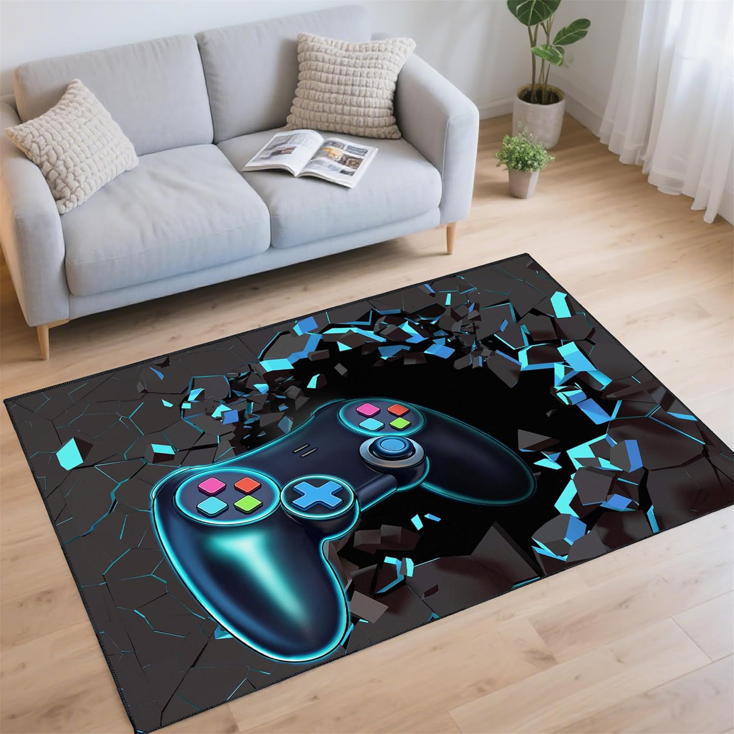 Alfombra de juegos para habitación, 3 x 5 pies, antideslizante, 3D, para dormitorio, sala de estar y decoración de sala de juegos