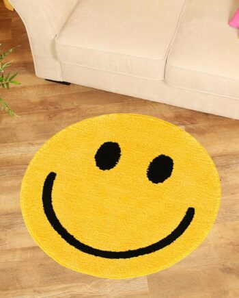 Whaline Alfombra de baño con cara sonriente, antideslizante, absorbente, redonda, alfombra para puerta delantera, alfombra para el hogar, cocina, dormitorio, entrada, inodoro y bañera