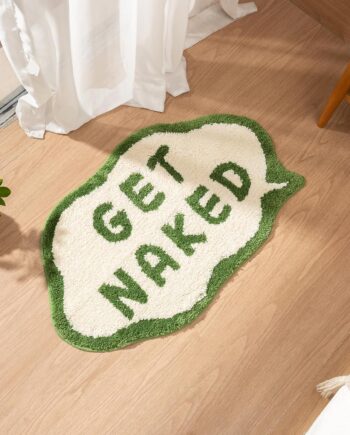 Get Naked - Tapete de baño verde, divertida y bonita decoración de baño, microfibra antideslizante absorbente, 33.5 x 20 pulgadas