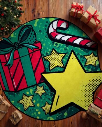 AQQ - Alfombra redonda de Navidad de 4.4 pies, alfombra redonda lavable, de forma irregular, ultrafina, antideslizante, suave, con temática navideña, para sala de estar, comedor, dormitorio