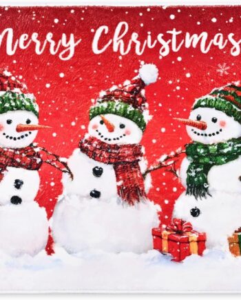FRAMICS Alfombra de Navidad de 2 x 3 pulgadas, tapete de entrada de muñeco de nieve navideño para dormitorio, tapete lavable para sala de estar, alfombra roja antideslizante para entrada, decoración