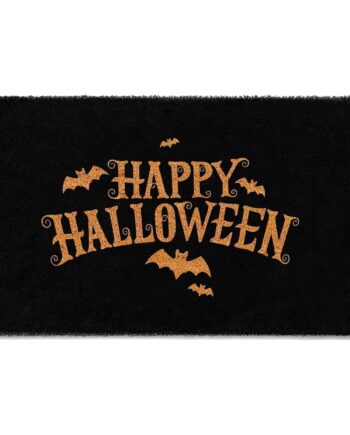 THEODORE MAGNUS Felpudo de fibra de coco natural con respaldo antideslizante, 17 x 30 pulgadas, para exterior/interior, tapete de puerta de Halloween, miedo festivo