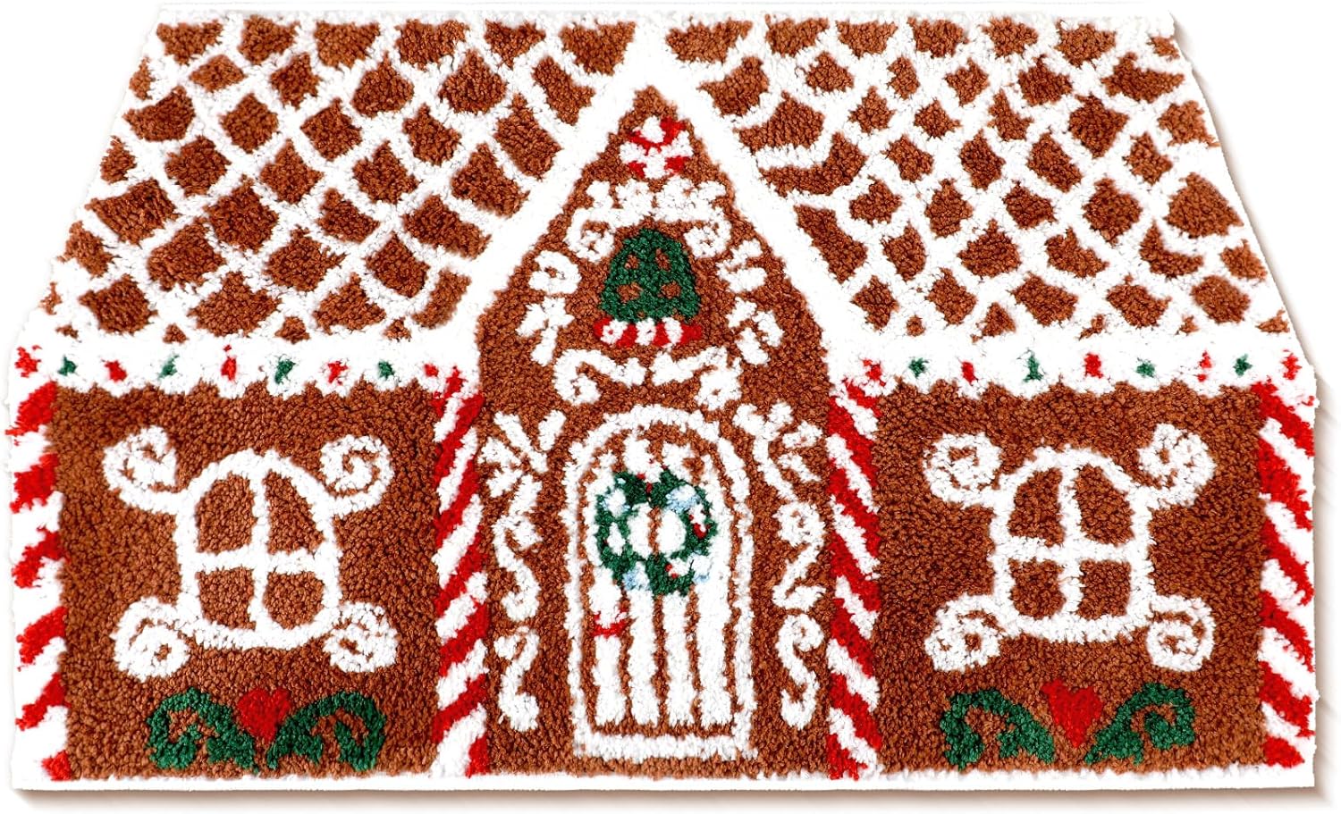 Breling Tapete de Navidad con diseño de pan de jengibre, tapete de baño antideslizante para Navidad, suave, absorbente, para puerta delantera, sala de estar, 28.35 x 16.54 pulgadas