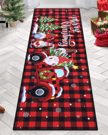 Bsmathom Alfombra de pasillo de Navidad de 2 x 6 pies, alfombra de área, lavable, antideslizante, alfombra de pelo bajo, alfombra que no desprende para cocina, dormitorio, sala de estar, 2 x 6 pies