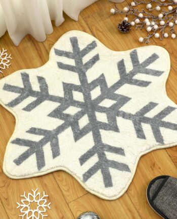 Alfombra de baño de copo de nieve de invierno, antideslizante, lavable, tapete decorativo de bienvenida blanco y gris para el hogar, decoración de cocina, decoración de vacaciones, 23.62
