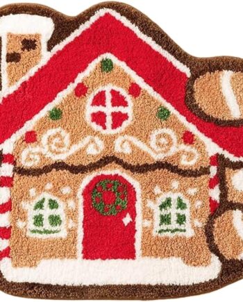Tapete de baño de Navidad, tapete de Navidad para casa de jengibre, tapete de baño de Navidad, alfombra de área de Navidad con diseño de pan de jengibre, decoraciones navideñas para sala de estar,
