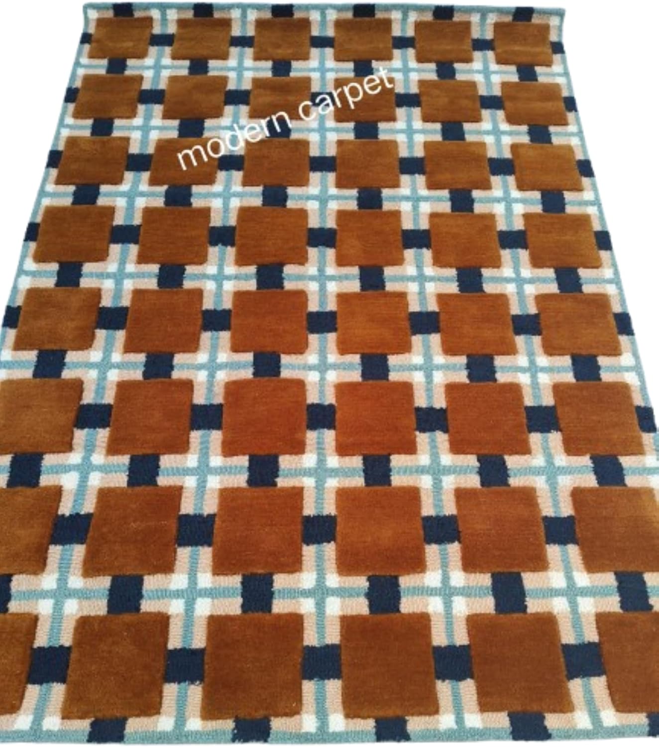 Modern Carpet - Alfombras copetudas a mano, alfombra de lana de campo ocre, alfombra de baño, alfombra de entrada para dormitorio, cocina, alfombra de área de dibujos animados para baño, bañera,