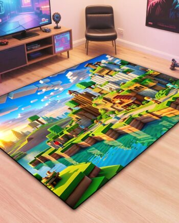 Alfombra de juego de bloques para adolescentes y niños, tapete decorativo de escena de juegos de píxeles, alfombra de juego lavable para dormitorio de niños, sala de estar, sala de juegos, alfombra