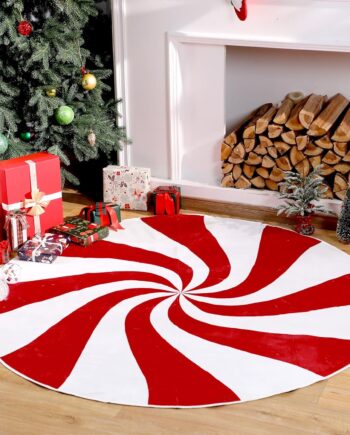 Alfombra redonda de Navidad, alfombra grande de Navidad, lavable, antideslizante, para Navidad, entrada, sala de estar, dormitorio, decoración interior (rojo, piruleta)