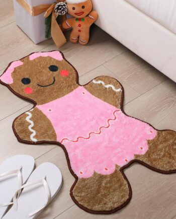 Dunzy Alfombra de baño de jengibre copetuda, color rosa, de 29.53 x 15.75 pulgadas, antideslizante, tapete de bienvenida para el hogar, tapete de baño suave y absorbente para decoración de puerta de