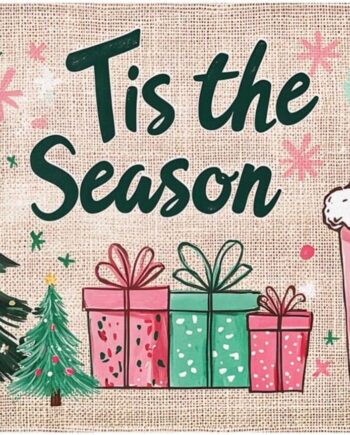 Tapete de Navidad, Tis The Season, color rosa, lavable, para dormitorio, decoración de vacaciones de invierno, tapete de bajo perfil para cocina, dormitorio y baño, 20 x 31 pulgadas