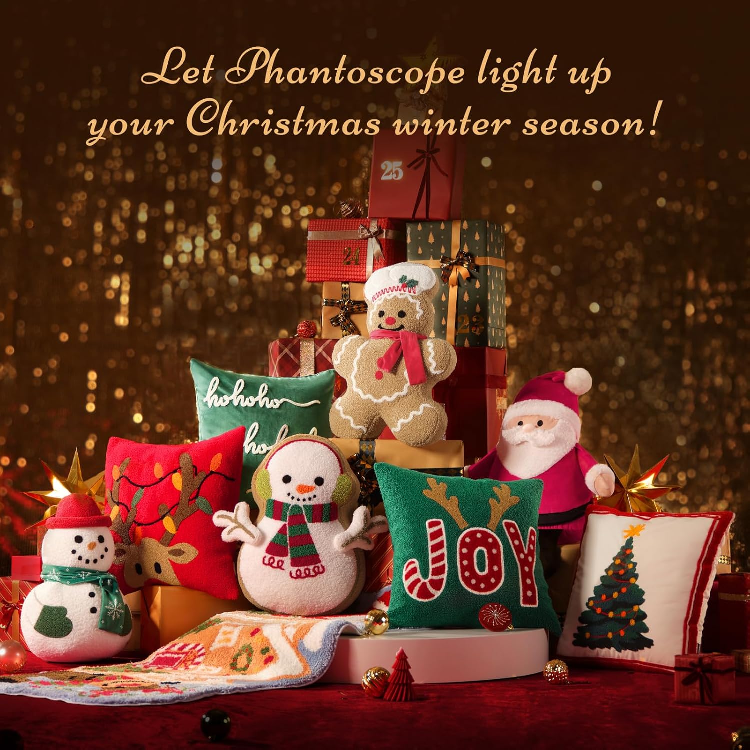 Phantoscope Alfombra de área de Feliz Navidad, alfombra suave de casa de jengibre con Papá Noel y renos, alfombra de baño decorativa de Navidad con respaldo antideslizante de TPR para sala de estar