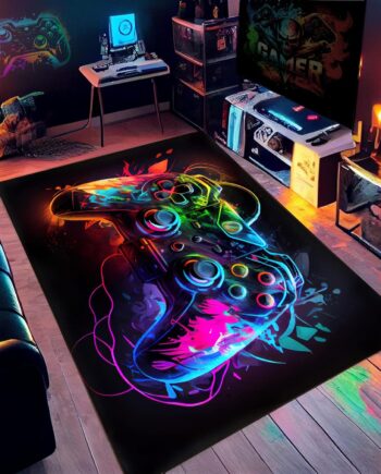 Alfombra de juegos para sala de juegos, alfombra de jugador para dormitorio de niños, tema de controlador de juegos, 36 x 24 pulgadas