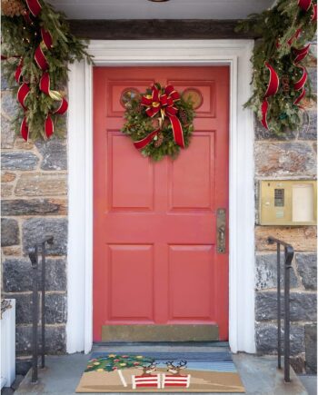 Liora Manne - Alfombra de entrada, 3, para interiores y exteriores, 20.0 x 30.0 pulgadas, diseño de tres perros en las fiestas de fin de año.