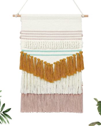 LOMOHOO Tapiz tejido de macramé para colgar en la pared con borlas, tapices geométricos coloridos, azul, amarillo, rosa, arte bohemio, bohemio, elegante, decoración para dormitorio, apartamento,