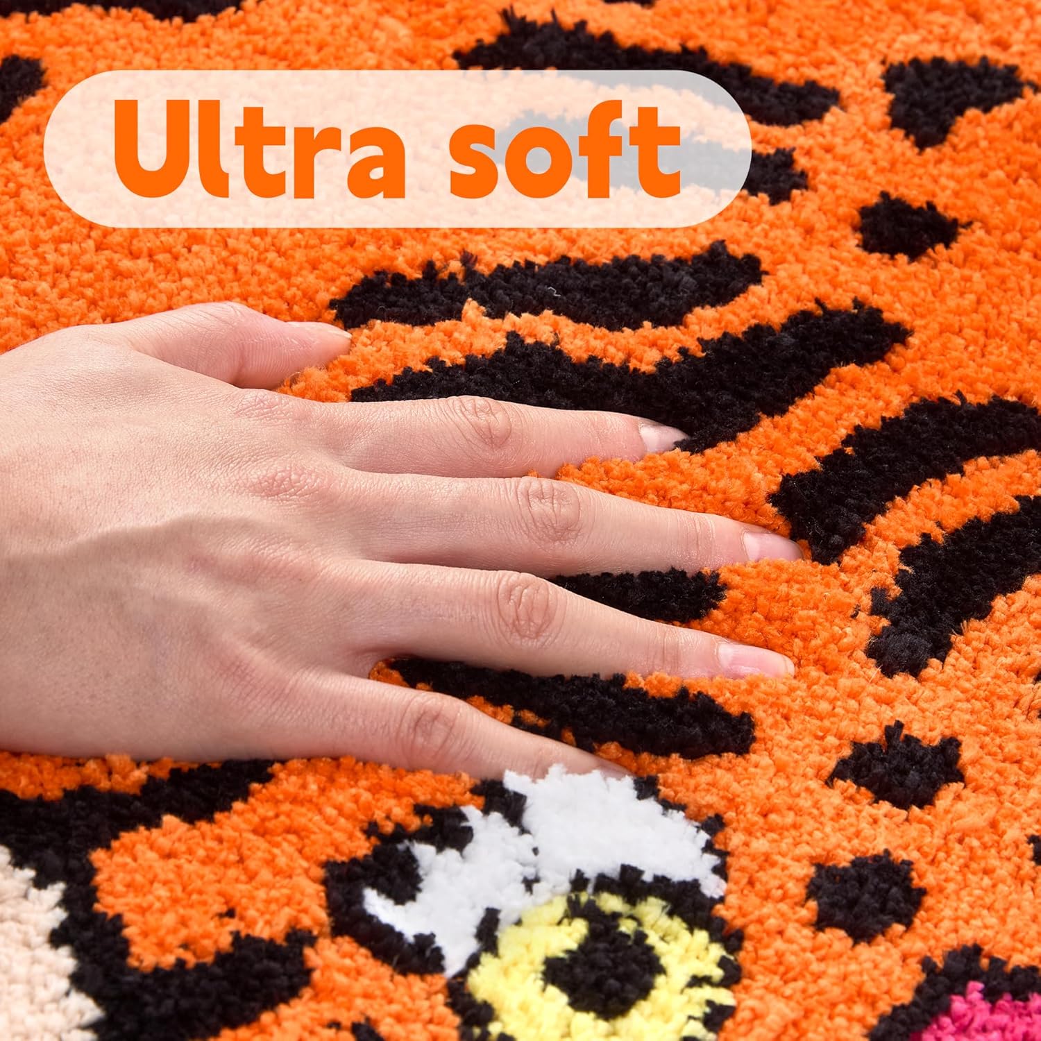 Alfombra de baño con diseño de tigre, 24 x 47 pulgadas, antideslizante, lavable, absorbente, con dibujos animados, para dormitorio, ducha, cocina, puerta, decoración