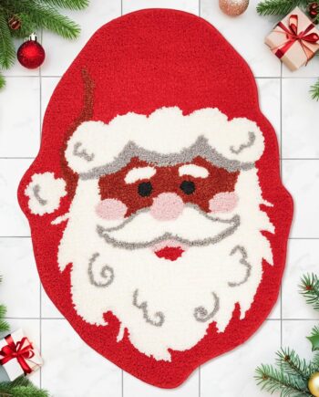 Alfombra de baño negra de Papá Noel, alfombra de baño roja decorativa de Navidad, tapete de baño de invierno, tapete de baño de 21 x 29 pulgadas para bañera, hogar, sala de estar