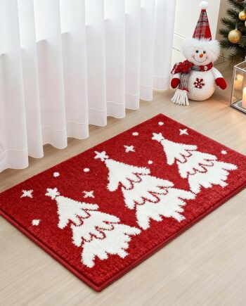 Alfombra de baño con árbol de Navidad, tapete de baño de pino de invierno para baño, extra suave, absorbente, lavable, antideslizante, bonito tapete de ducha para Navidad, 20 x 32 pulgadas