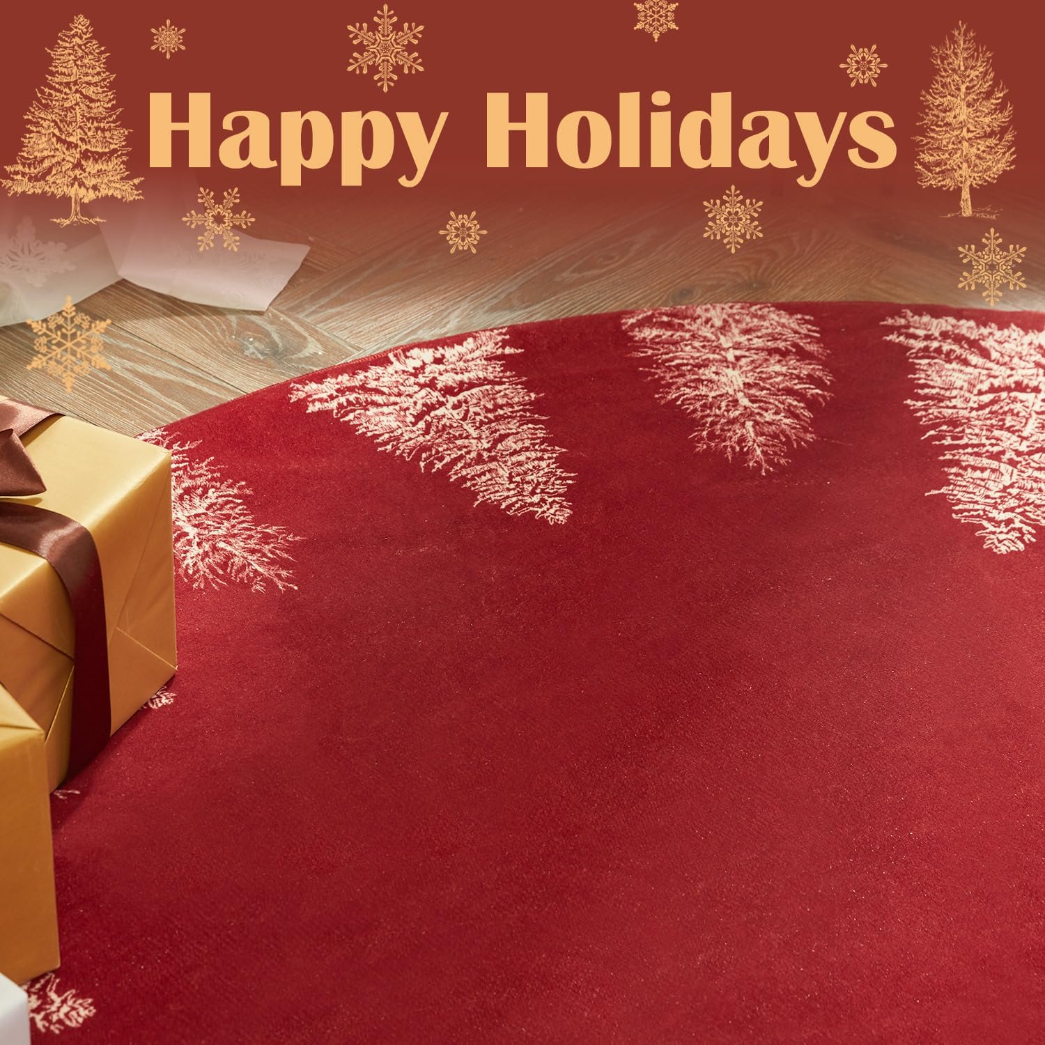 Jinchan Alfombra redonda de Navidad – 5 pies color rojo árbol de Navidad lavable antideslizante alfombra suave para cocina, dormitorio, vestíbulo, guardería, sala de estar, entrada