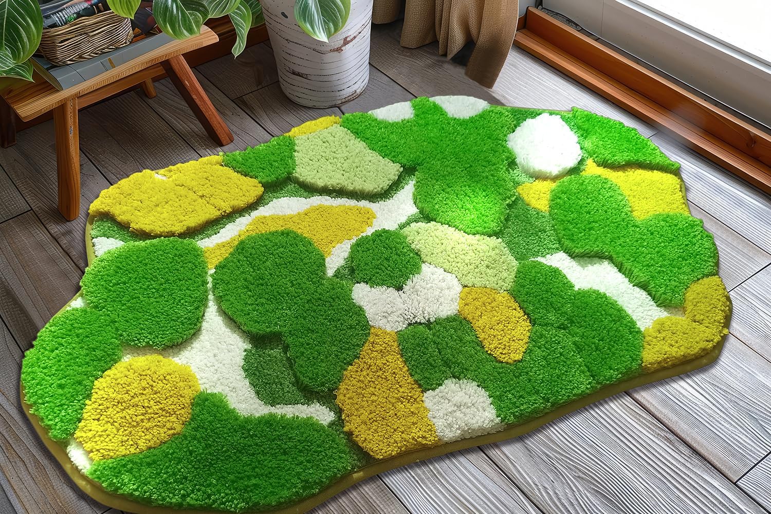 Lindas alfombras de baño de musgo amarillo y verde, tapetes de baño para decoración de baño, hojas estéticas, suaves, antideslizantes, lavables, Aabsorbente, alfombra bohemia para interiores