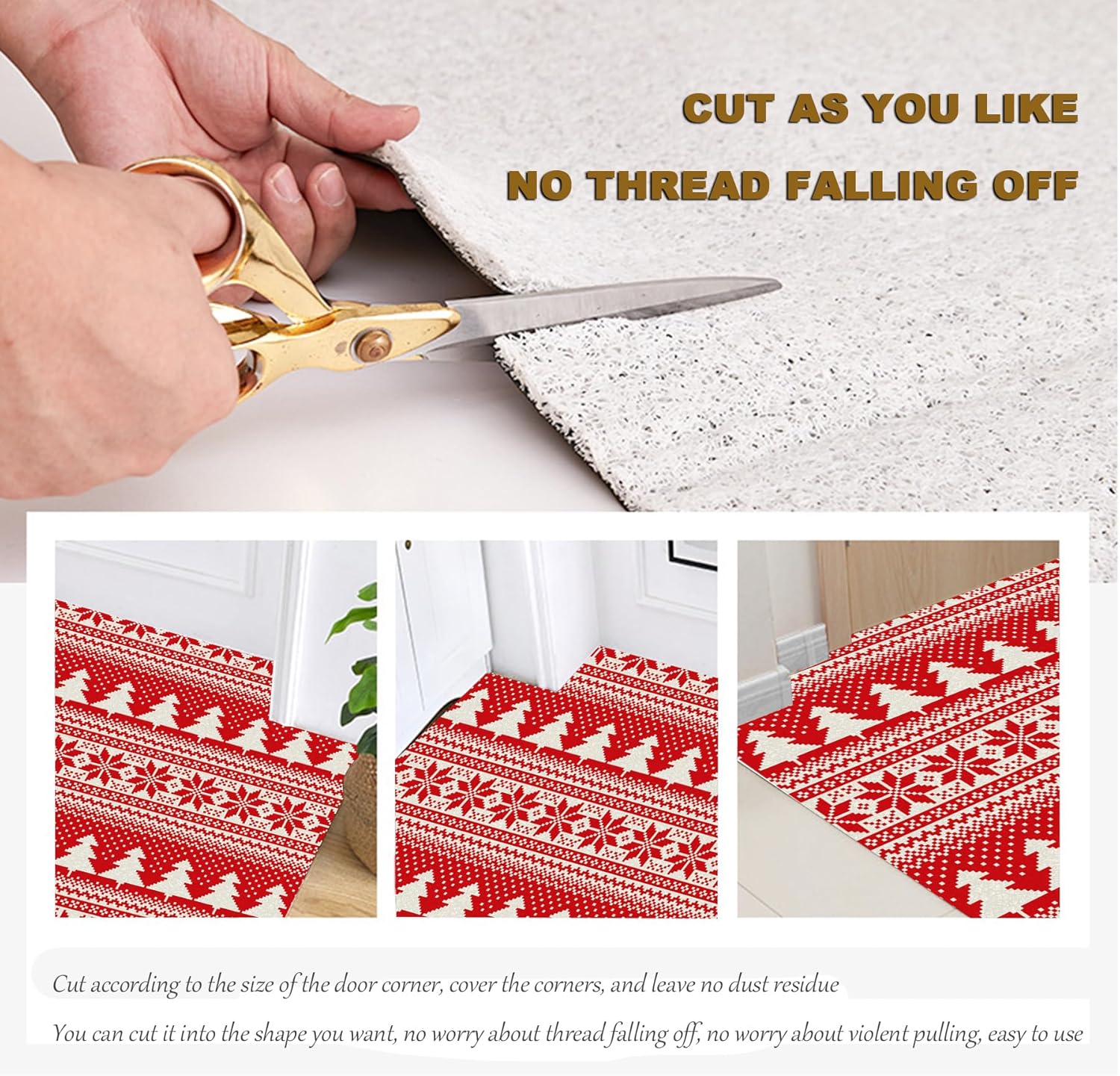 PVC Doormat Entrance Rugs Heavy Duty Welcome Mats, Red Christmas Outdoor Indoor Mats Non Slip Rubber Backing for Front Door/Yard/Garage/Garden, 50x50cm/19.69x19.69in Red Christmas Tree