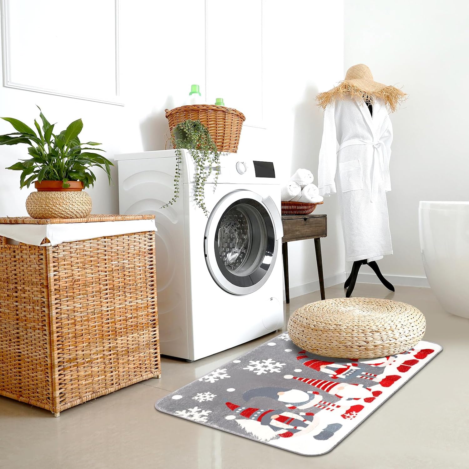 Tinideya Alfombra de baño de Navidad de 31.5 x 19.7 pulgadas, tapete de baño de invierno y Navidad, tapete antideslizante para puerta de entrada de granja, tapetes de bienvenida para vacaciones