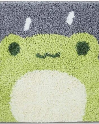 Alfombra de ducha bonita, lujosa, absorbente y antideslizante, lavable a máquina para bañera, ducha y baño (17.71 x 25.59 pulgadas, rana pequeña)