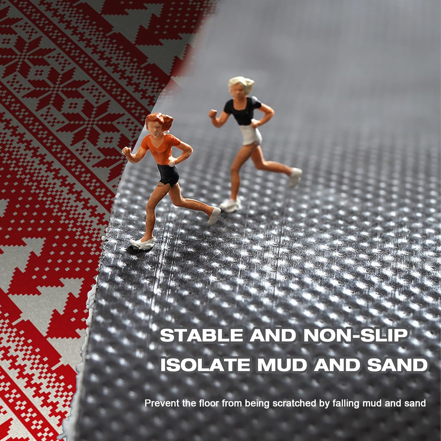 PVC Doormat Entrance Rugs Heavy Duty Welcome Mats, Red Christmas Outdoor Indoor Mats Non Slip Rubber Backing for Front Door/Yard/Garage/Garden, 50x50cm/19.69x19.69in Red Christmas Tree