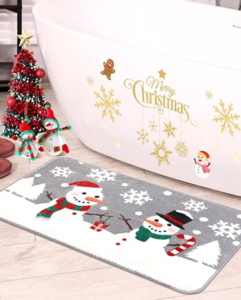 Tinideya Alfombra de baño de Navidad de 31.5 x 19.7 pulgadas, tapete de baño de invierno y Navidad, tapete antideslizante para puerta de entrada de granja, tapetes de puerta de bienvenida, lindas