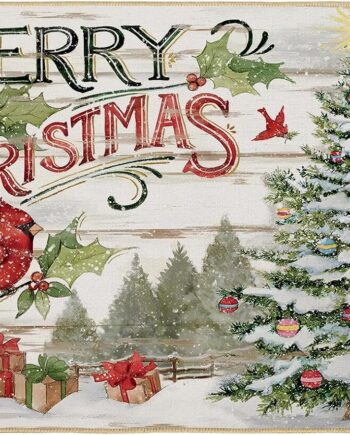 AnyDesign - Tapete de fieltro vintage para árbol de Navidad con parte trasera de goma antideslizante, tapete decorativo para interiores y exteriores, hogar, cocina, dormitorio, 17 x 29 pulgadas