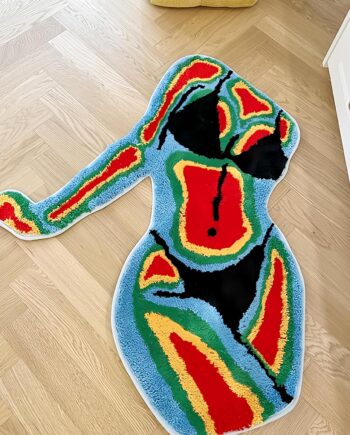LAKEA Alfombra de cuerpo femenino hecha a mano con forma de alfombra de felpa, esponjosa, suave, varios colores, decoración del hogar, sala de estar, dormitorio, estética (34.6 x 31.5 pulgadas)