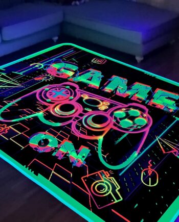 Alfombra de área de juegos de luz negra para dormitorio, alfombra impresa con juegos, reactiva a los rayos UV, alfombra de luz negra que brilla en la oscuridad, alfombra de sala de juegos,