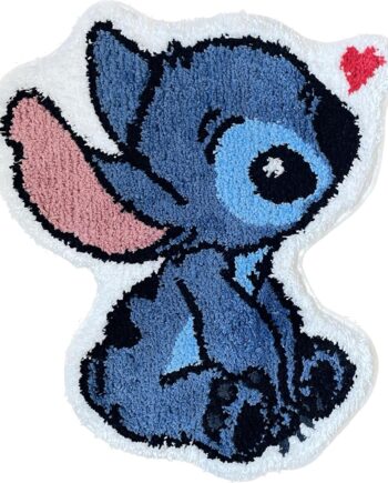 Stitch Rug - Alfombra de baño hecha a mano - Hecho a mano y de alta calidad - 28 x 23 pulgadas (27.6 x 22.8 in) - Hypebeast Decor - Alfombra de anime - Decoración de habitación de puntada