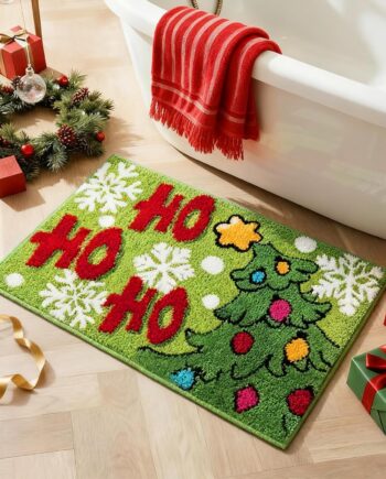 HOHOHO - Alfombra de baño de Navidad de 19.7 x 35.4 pulgadas, tapete de baño absorbente antideslizante para puerta delantera, para entrada de la habitación del hogar