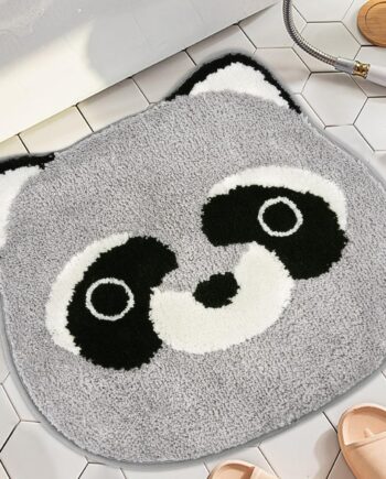 Bonita alfombra de baño de mapache, tapete de baño antideslizante de felpa (21 x 22 pulgadas, mapache)